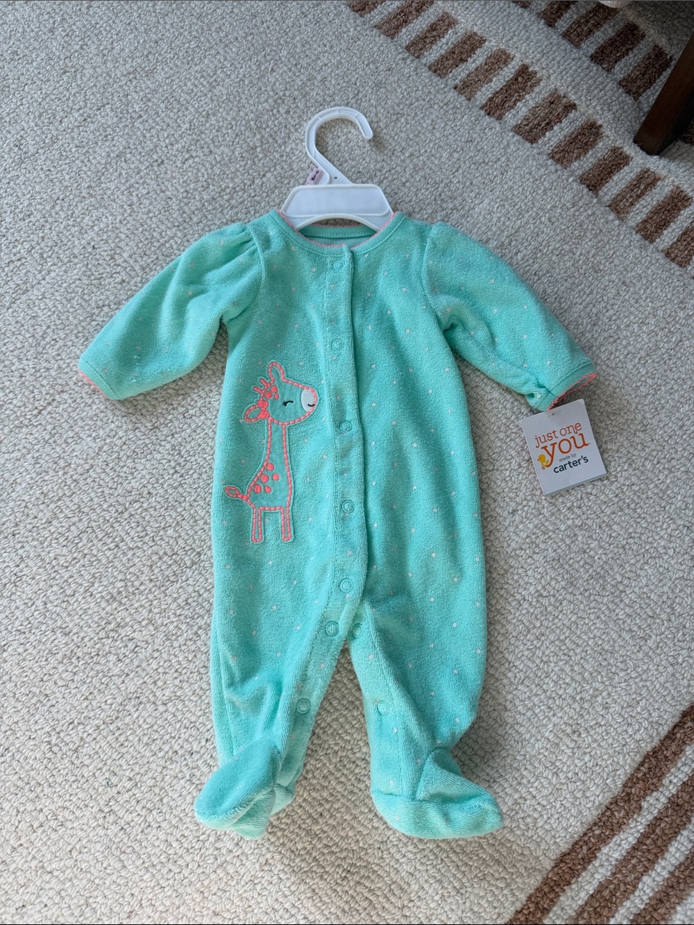 Carter's Mint Green Baby One-Piece Footed Pajamas with Giraffe